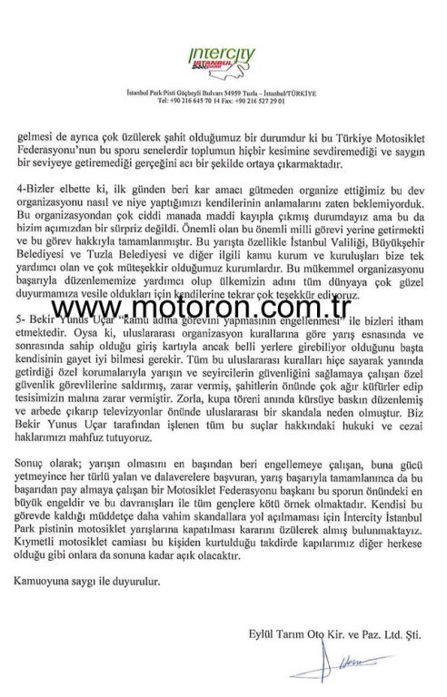 İntercity İstanbul Park Motosiklet Yarışlarına Kapalı 3. İçerik Fotoğrafı